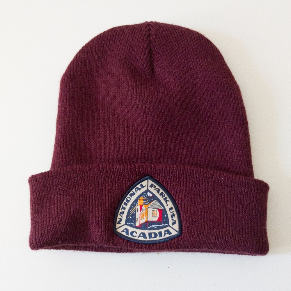Carhartt Acadia National Park Patch Knit Cuffed Beanie Hat Port Maroon OS